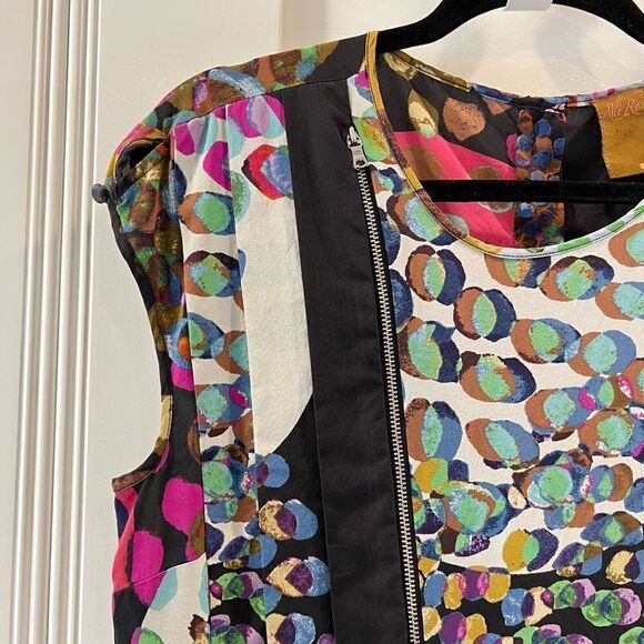 Anthropologie Ali Ro Women’s 4 100% Silk Multi Fabric Print Mini Dress Abstract - Picture 3 of 11